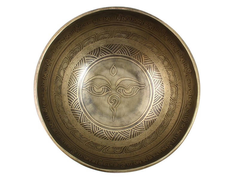 Gravírozott kézi hangtálak - Gravírozott Hangtál - Buddha szeme  Gyönyörű gravírozott hangtál Buddha mindent látó szemével. A hangtál külső  