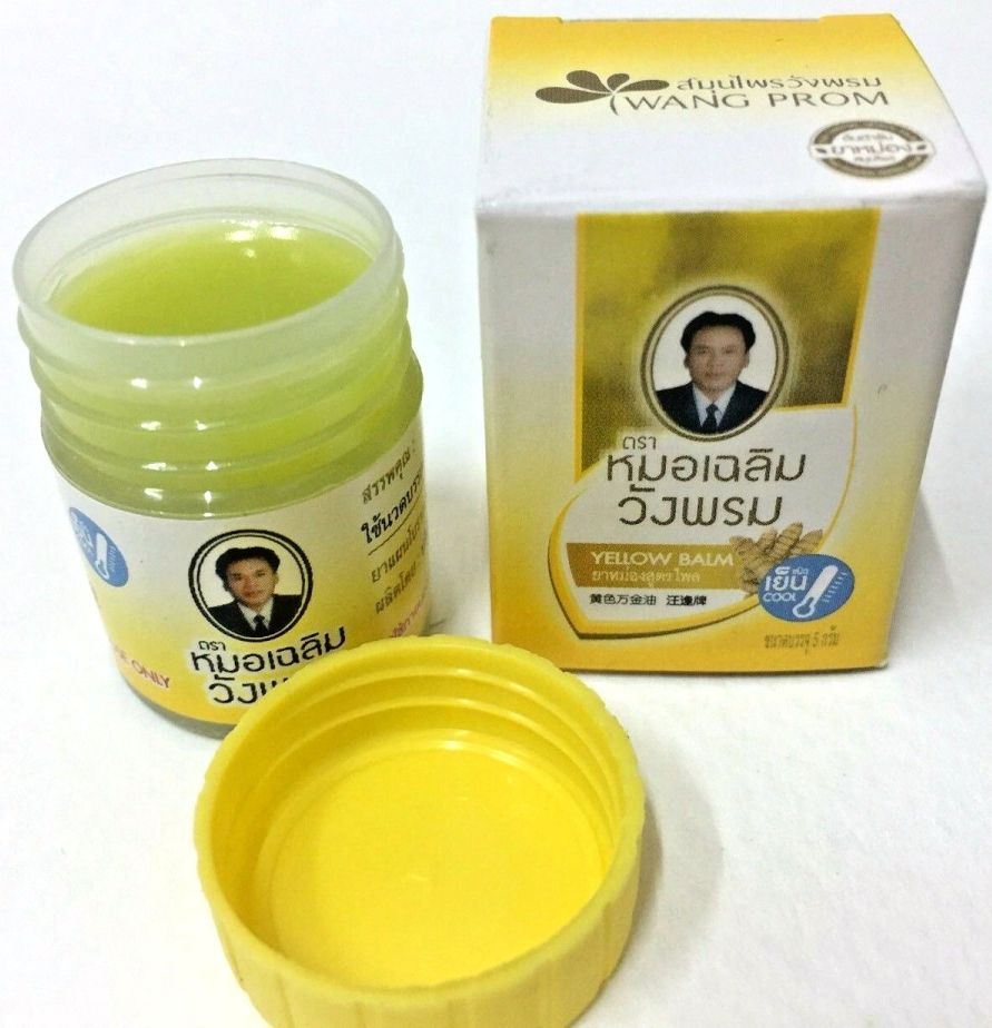 Wang Prom Herb Balzsamok - Wang Prom Thai Balm Balzsam - Sárga (Hűsítő) - 5g  <div style="font-size: 1rem;">Segít az ízületi fájdalmaknál, a szalagok és