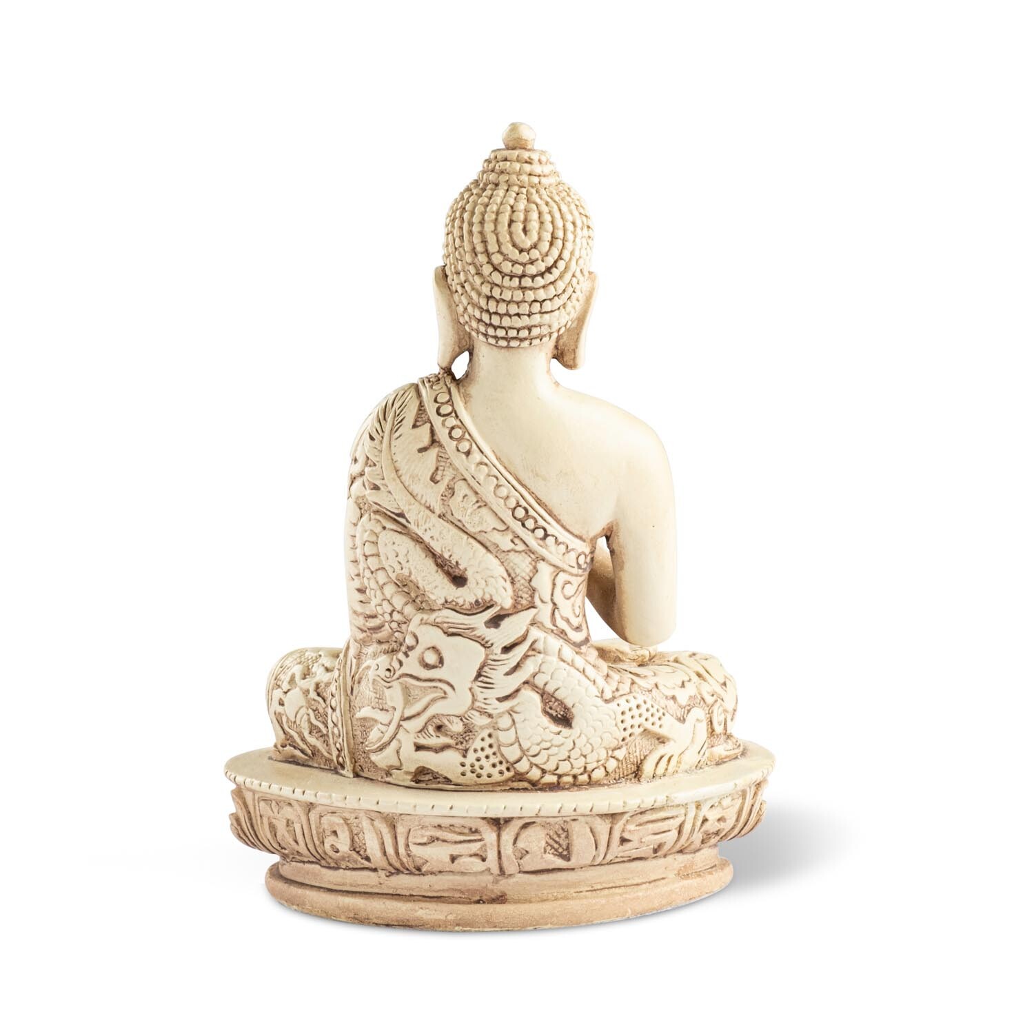 Buddha szobrok - Buddha szobor - A Dharma kereke - Elefántcsont - 13 cm  Ebben a medit&aacute;ci&oacute;s gesztusban az egyik k&eacute;z k&ouml;z&ea 