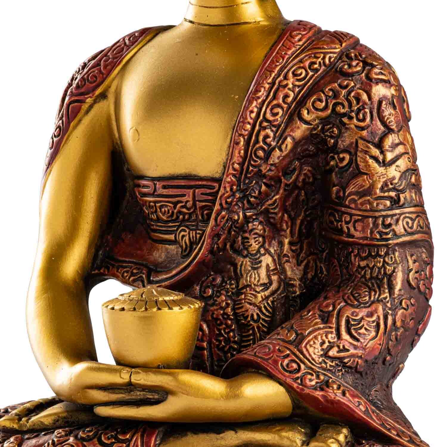 Buddha szobrok - Amitabha Buddha Meditáló - Színes szobor - 30 cm   Buddha Amithaba - Vágy és ragaszkodás. Amithaba Buddha egyike az 5 transzce