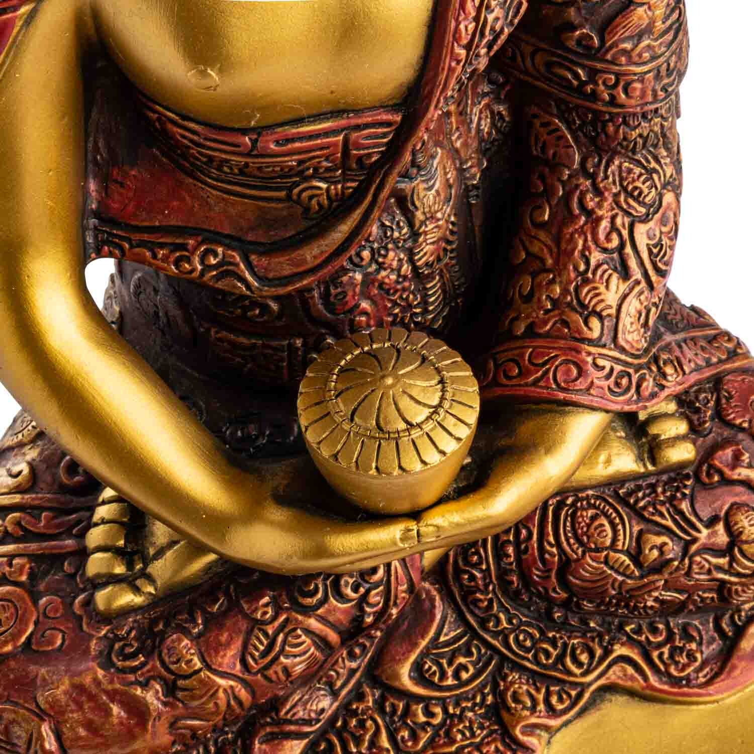 Buddha szobrok - Amitabha Buddha Meditáló - Színes szobor - 30 cm   Buddha Amithaba - Vágy és ragaszkodás. Amithaba Buddha egyike az 5 transzce