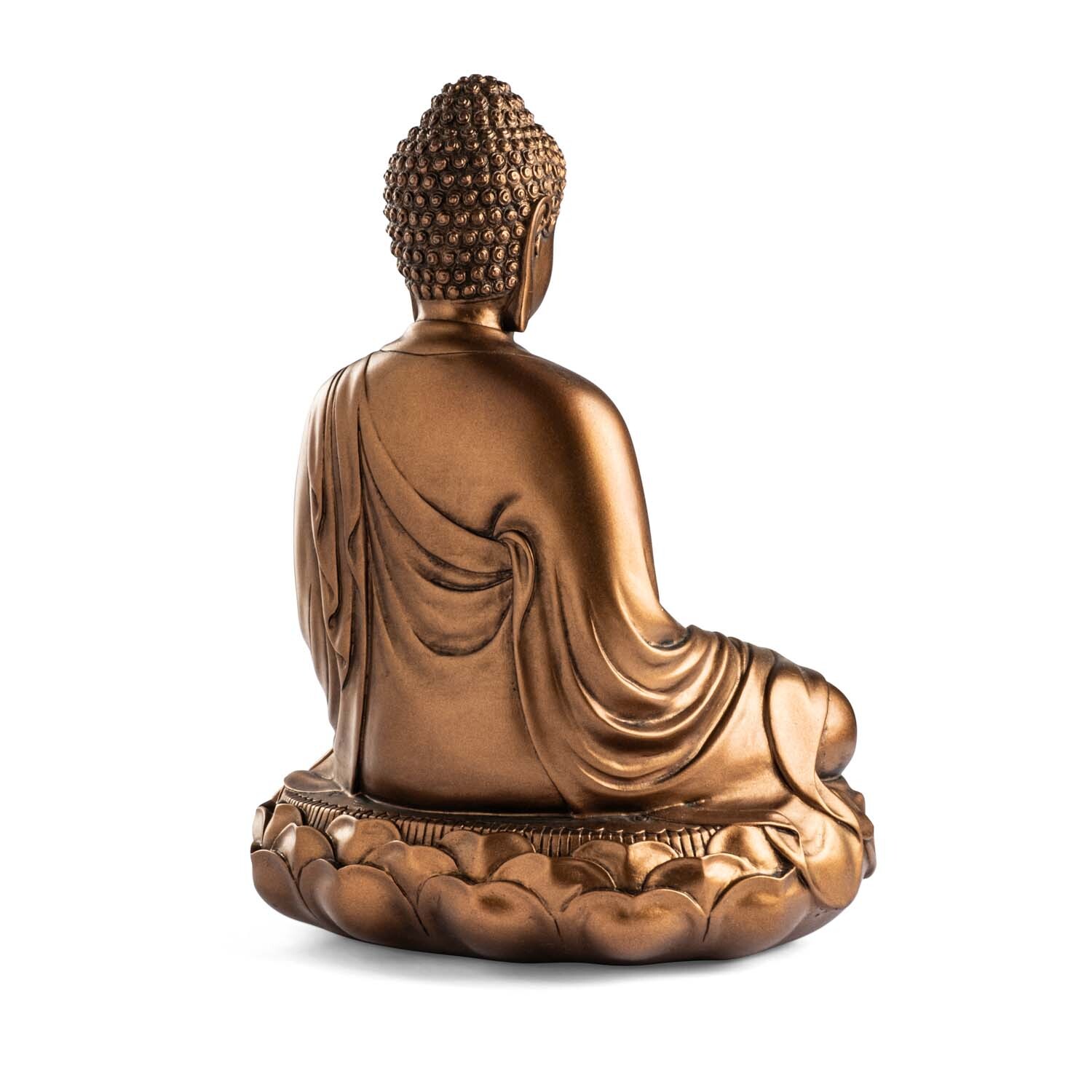 Buddha szobrok - Buddha szobor - Megérinti a földet - Bronz színű - 29 cm  Ebben a mudr&aacute;ban, a Bhumisparsa Mudr&aacute;ban Buddha bal keze az & 