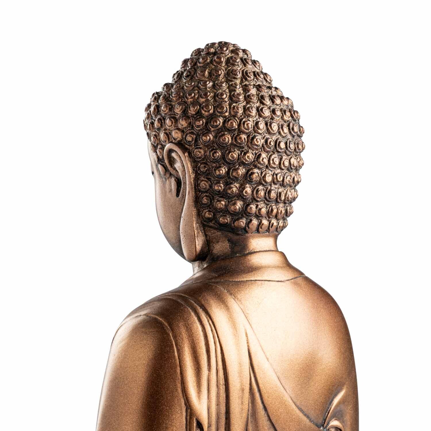 Buddha szobrok - Buddha szobor - Megérinti a földet - Bronz színű - 29 cm  Ebben a mudr&aacute;ban, a Bhumisparsa Mudr&aacute;ban Buddha bal keze az & 