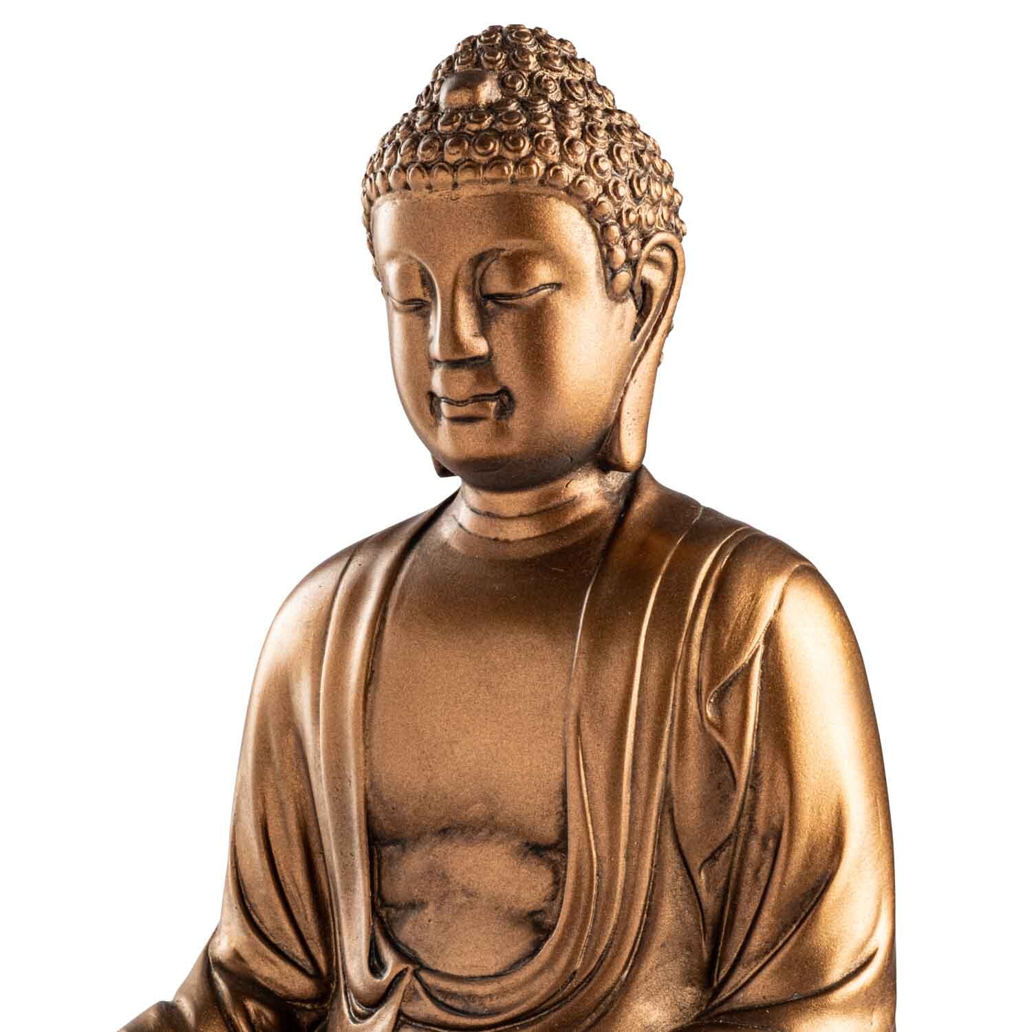 Buddha szobrok - Buddha szobor - Megérinti a földet - Bronz színű - 29 cm  Ebben a mudr&aacute;ban, a Bhumisparsa Mudr&aacute;ban Buddha bal keze az & 