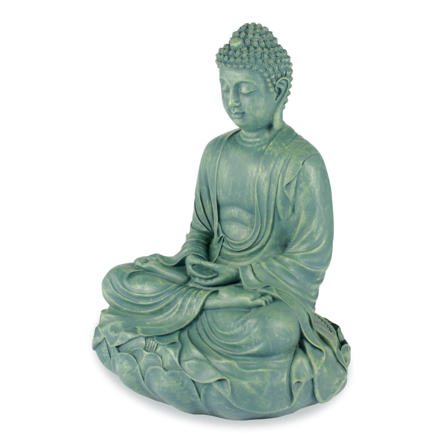Buddha szobrok - Buddha szobor - Meditáló - Zöldeskék - 29 cm  Ez a gy&ouml;ny&ouml;rű z&ouml;ld Buddha a h&aacute;zban vagy a kertben tal 