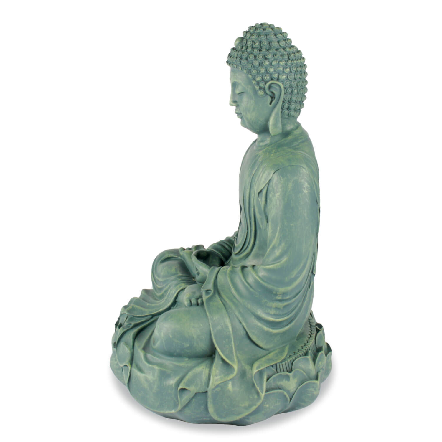 Buddha szobrok - Buddha szobor - Meditáló - Zöldeskék - 29 cm  Ez a gy&ouml;ny&ouml;rű z&ouml;ld Buddha a h&aacute;zban vagy a kertben tal 