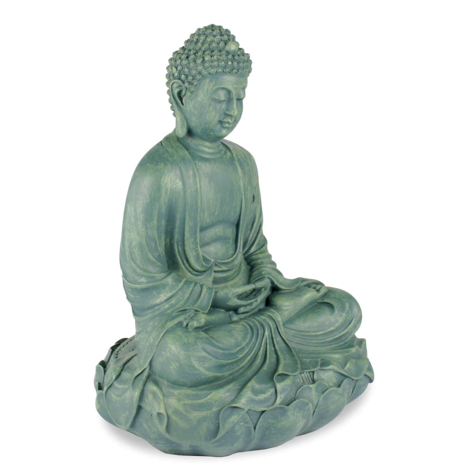Buddha szobrok - Buddha szobor - Meditáló - Zöldeskék - 29 cm  Ez a gy&ouml;ny&ouml;rű z&ouml;ld Buddha a h&aacute;zban vagy a kertben tal 