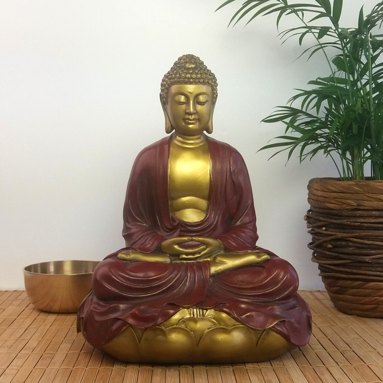 Buddha szobrok - Buddha szobor - Meditáló - Piros és Arany - 29 cm  Ez a massz&iacute;v &eacute;s neh&eacute;z Buddha szobor medit&aacute;ci&oa 
