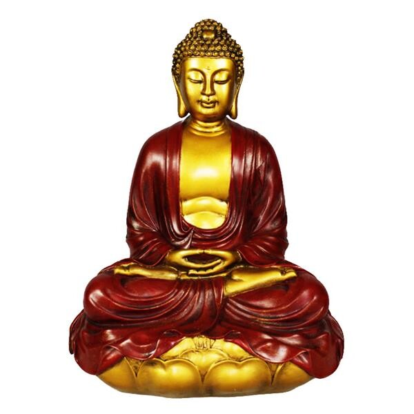 Buddha szobrok - Buddha szobor - Meditáló - Piros és Arany - 29 cm  Ez a massz&iacute;v &eacute;s neh&eacute;z Buddha szobor medit&aacute;ci&oa 