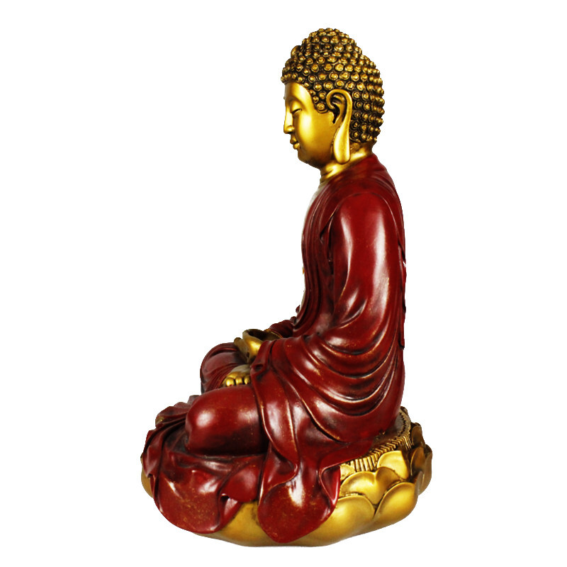 Buddha szobrok - Buddha szobor - Meditáló - Piros és Arany - 29 cm  Ez a massz&iacute;v &eacute;s neh&eacute;z Buddha szobor medit&aacute;ci&oa 