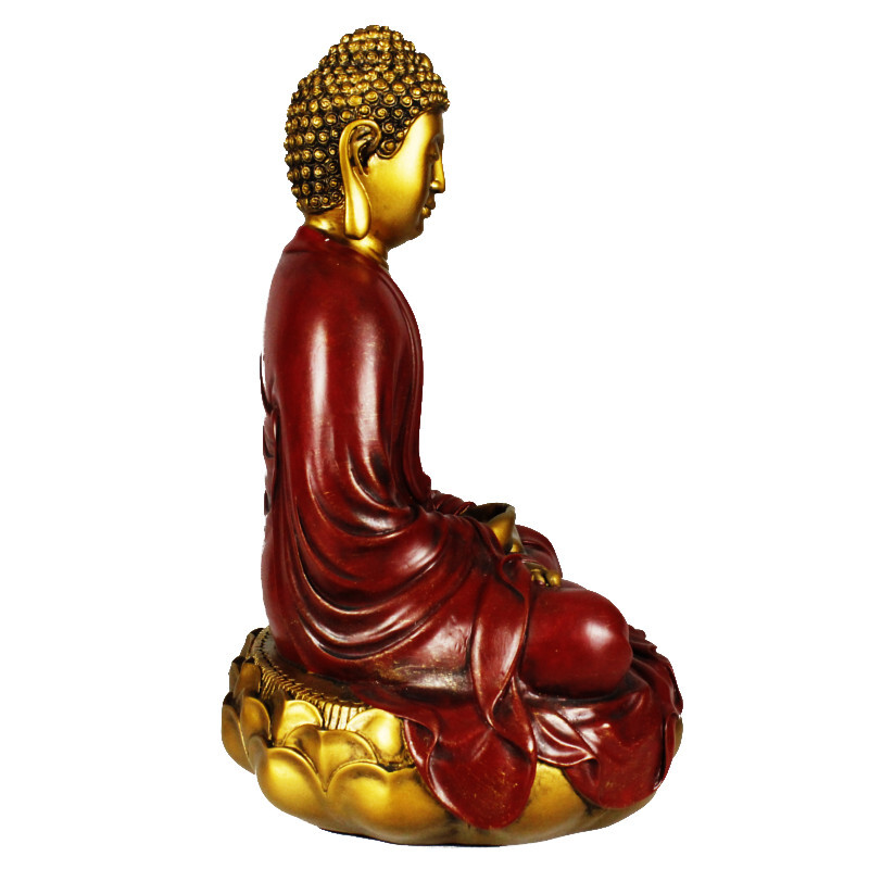 Buddha szobrok - Buddha szobor - Meditáló - Piros és Arany - 29 cm  Ez a massz&iacute;v &eacute;s neh&eacute;z Buddha szobor medit&aacute;ci&oa 