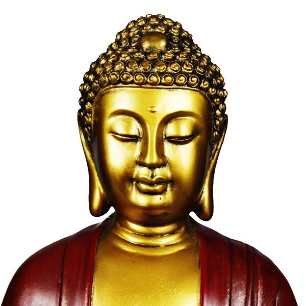 Buddha szobrok - Buddha szobor - Meditáló - Piros és Arany - 29 cm  Ez a massz&iacute;v &eacute;s neh&eacute;z Buddha szobor medit&aacute;ci&oa 