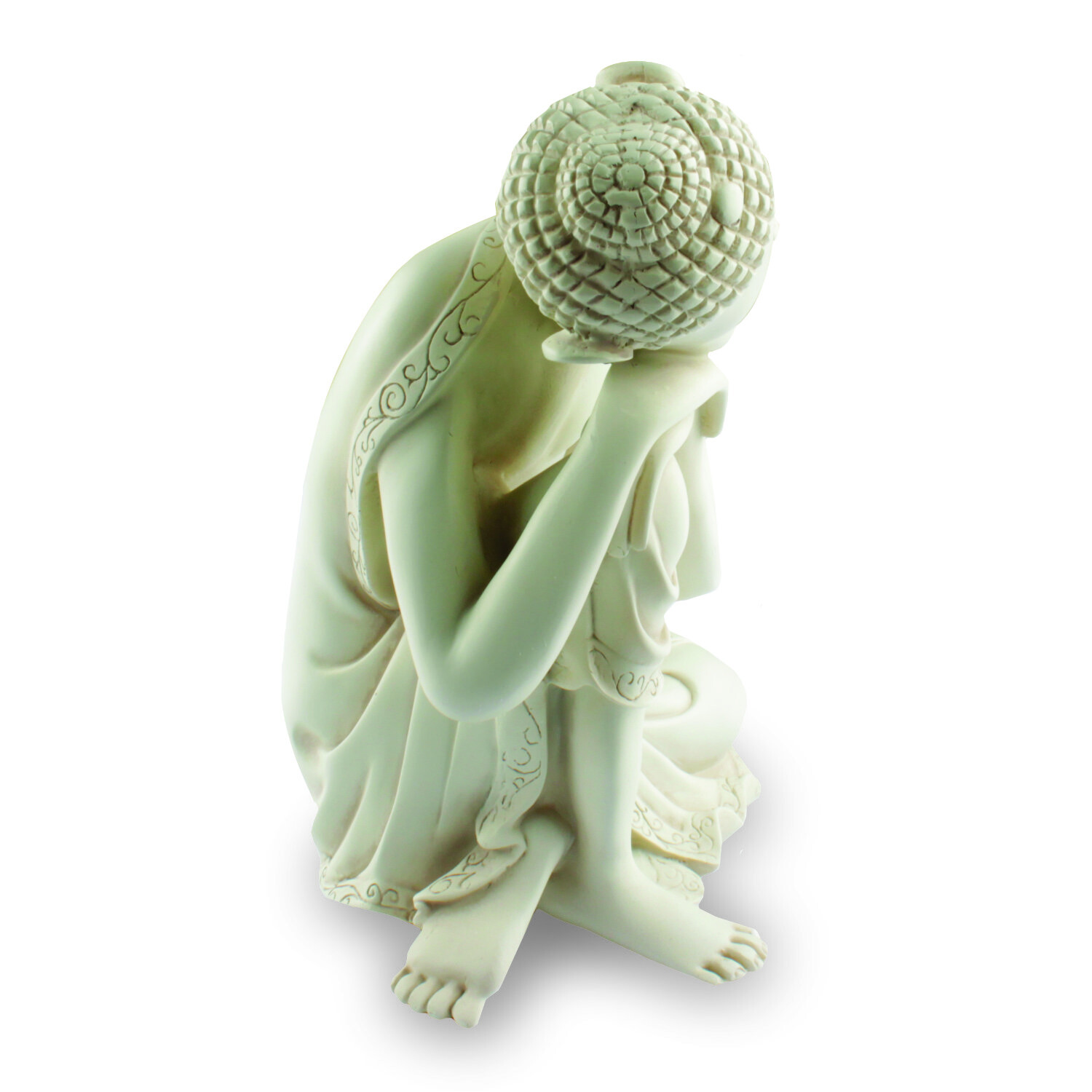 Buddha szobrok - Gondolkodó Buddha szobor - 26 cm  Buddha nyugodt, boldogító testtartásban. Ez a gyönyörű, matt elefántcsont s 