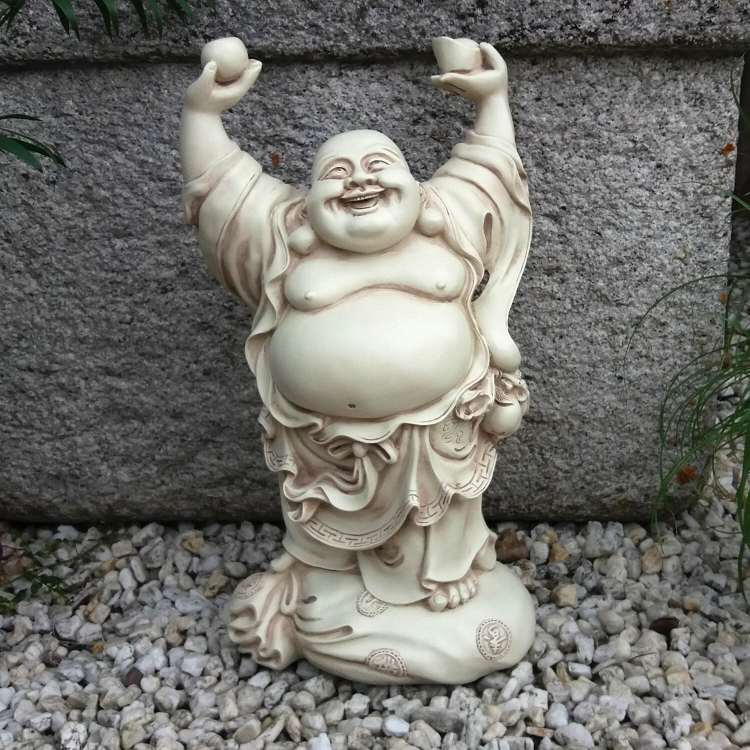 Buddha szobrok - Nevető Buddha - Elefántcsont - 39 cm   