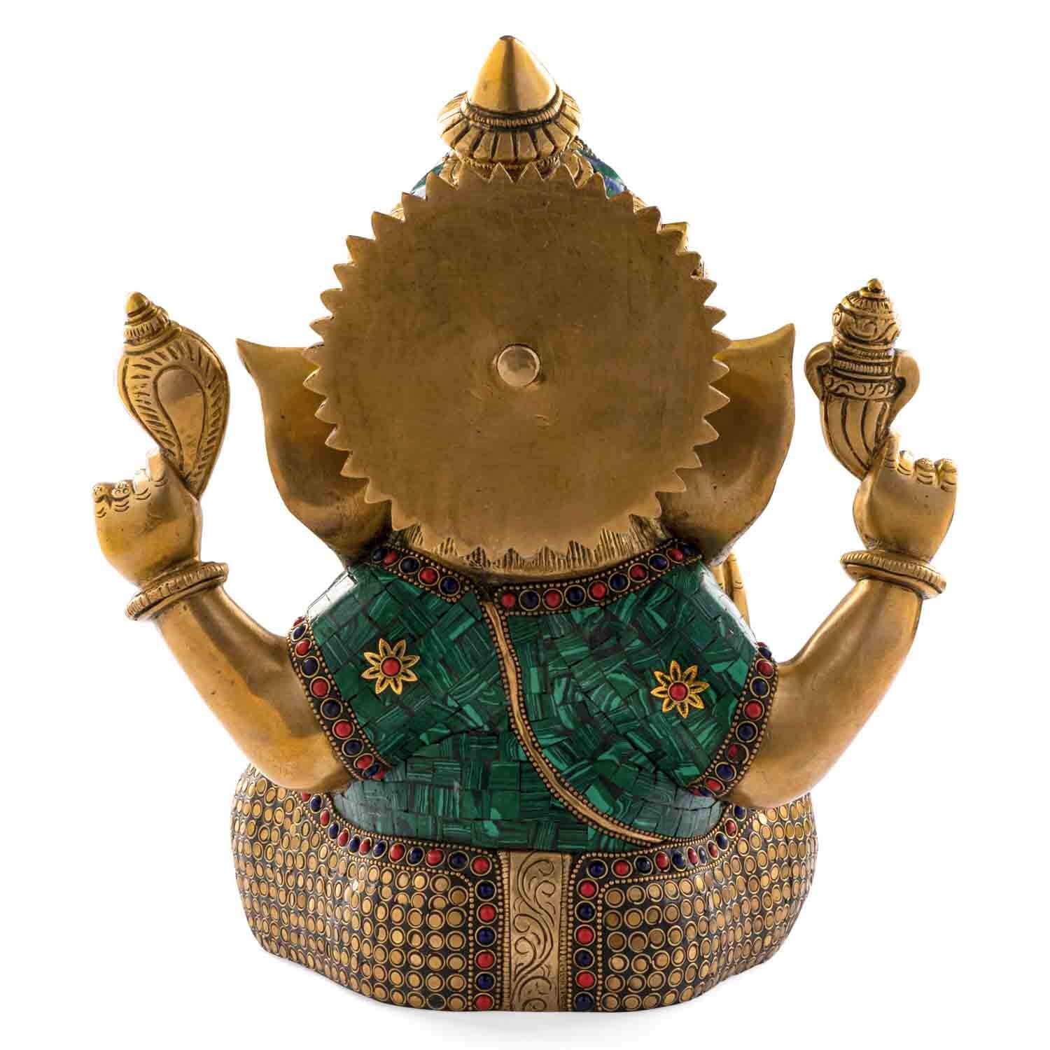 Ganésa szobrok - Ganésa szobor - Sárgaréz, kővel - 30 cm  Ganesha, m&aacute;s n&eacute;ven Ganapati, a b&ouml;lcsess&eacute;g &eacute 