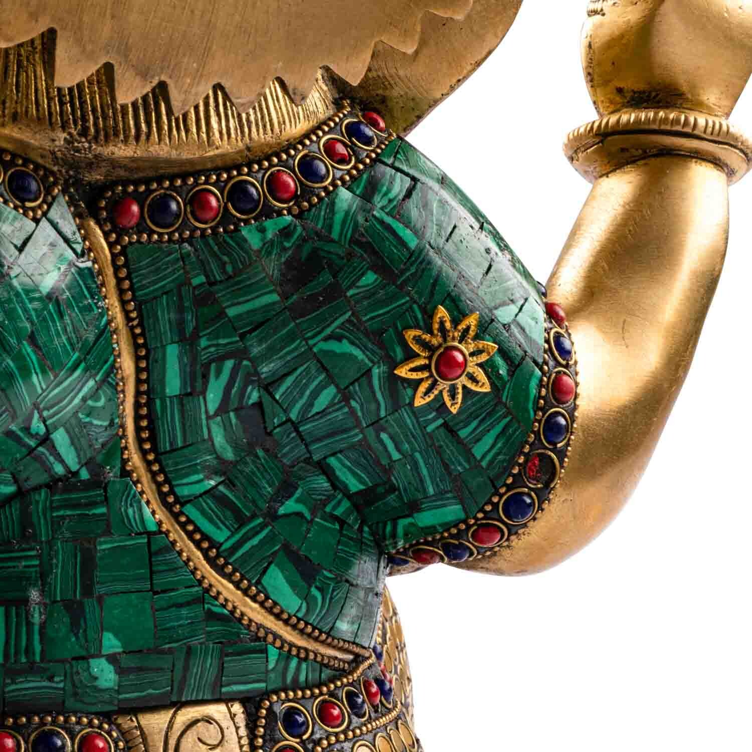 Ganésa szobrok - Ganésa szobor - Sárgaréz, kővel - 30 cm  Ganesha, m&aacute;s n&eacute;ven Ganapati, a b&ouml;lcsess&eacute;g &eacute 