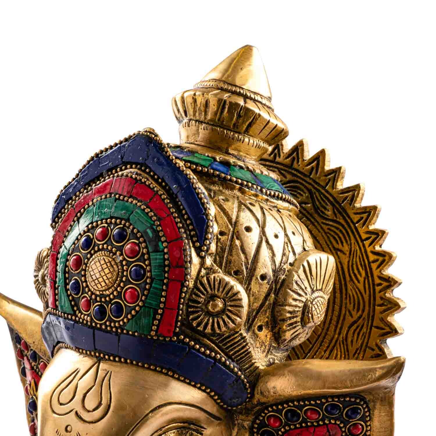Ganésa szobrok - Ganésa szobor - Sárgaréz, kővel - 30 cm  Ganesha, m&aacute;s n&eacute;ven Ganapati, a b&ouml;lcsess&eacute;g &eacute 