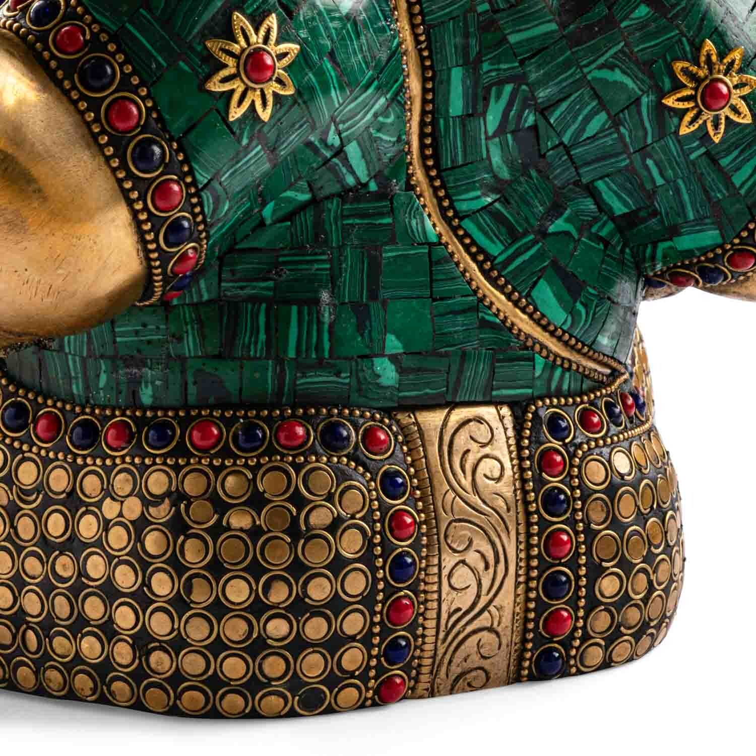 Ganésa szobrok - Ganésa szobor - Sárgaréz, kővel - 30 cm  Ganesha, m&aacute;s n&eacute;ven Ganapati, a b&ouml;lcsess&eacute;g &eacute 