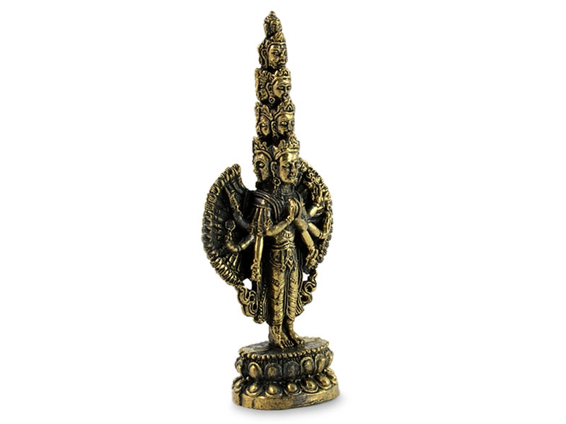 Buddha szobrok - Bodhisattva Avalokiteshvara Buddha Szobor - Sárgaréz - 8 cm   