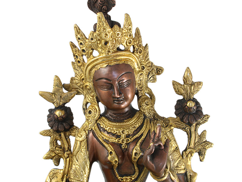 Tara szobrok - Zöld Tara szobor - Sárgaréz - 36 cm   
