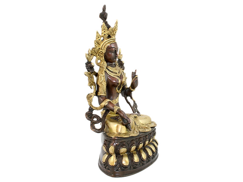 Tara szobrok - Fehér Tara szobor - Sárgaréz - 35 cm   