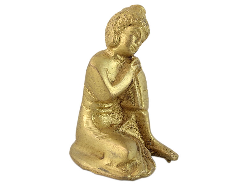 Buddha szobrok - Gondolkodó Buddha szobor - Sárgaréz - 5,5 cm   