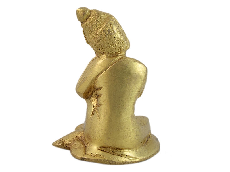 Buddha szobrok - Gondolkodó Buddha szobor - Sárgaréz - 5,5 cm   