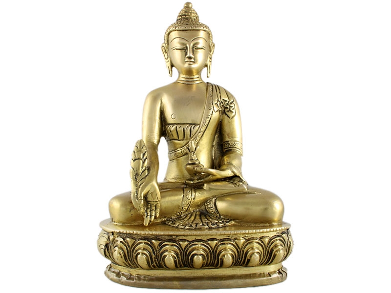 Gyógyító Buddha szobor - Sárgaréz - 20 cm  