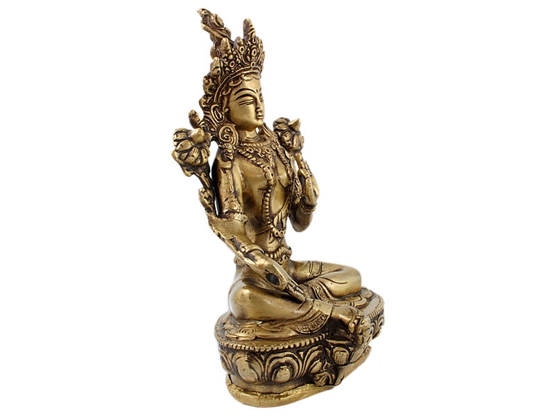 Tara szobrok - Zöld Tara szobor - Sárgaréz - 20 cm   