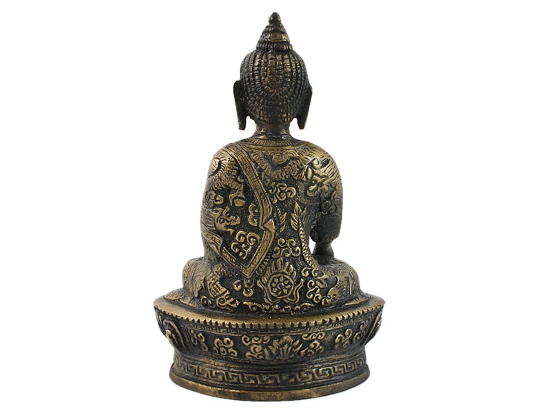 Buddha szobrok - Akshobhya Buddha szobor sötét patinás - 17 cm   