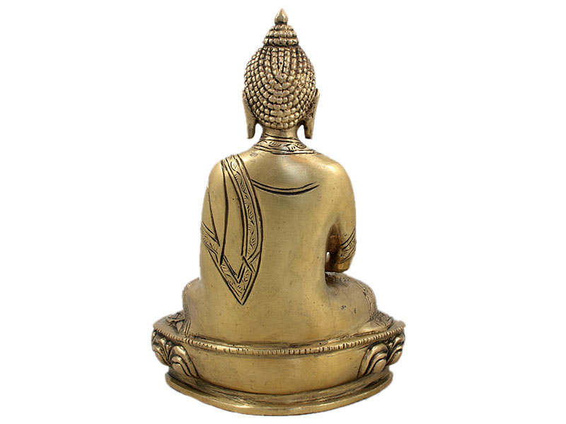 Buddha szobrok - Amitabha Buddha szobor - Sárgaréz - 19,5 cm   
