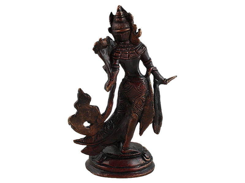 Tara szobrok - Zöld Tara szobor Tribhanga pózban - Sárgaréz - 12,5 cm   