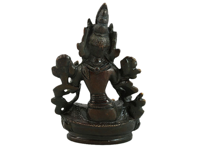 Tara szobrok - Zöld Tara szobor ülő - Arany, patina - Sárgaréz - 9 cm   