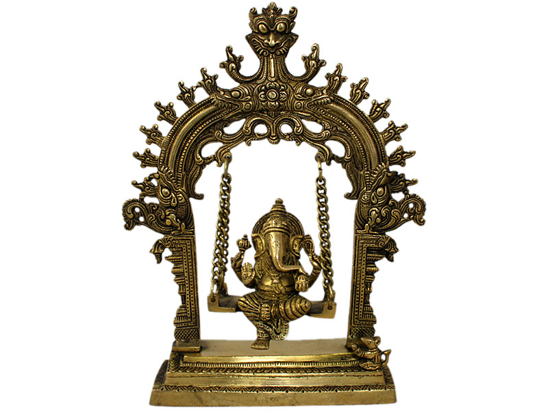 Ganésa szobor - Hintán ülő - Sárgaréz - 26 cm  Ganesha, más néven Ganapati, a bölcsesség &eacute