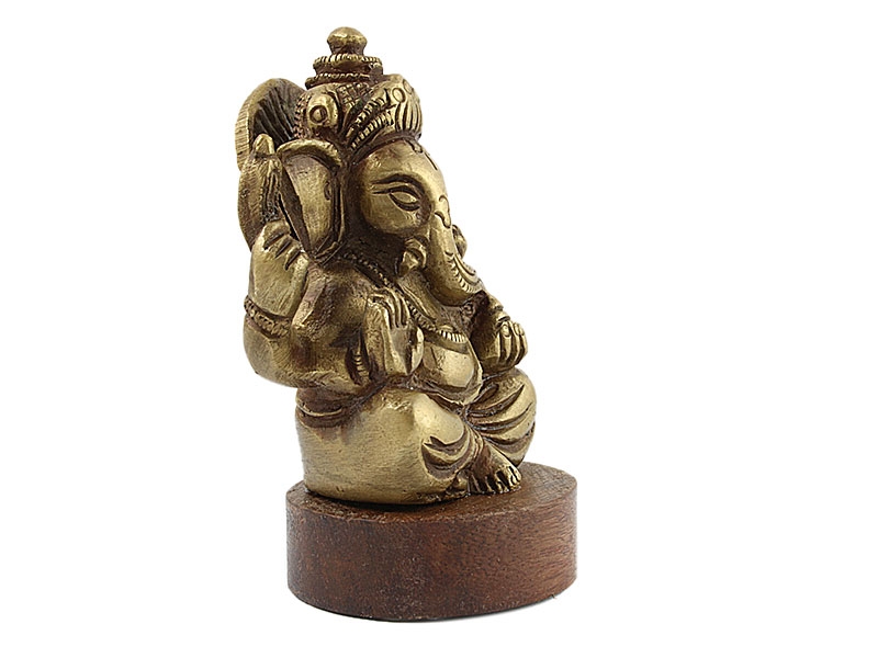 Ganésa szobrok - Ganésa szobor - Sárgaréz, Akácfa - 12 cm  Ganesha, m&aacute;s n&eacute;ven Ganapati, a b&ouml;lcsess&eacute;g &eacute 