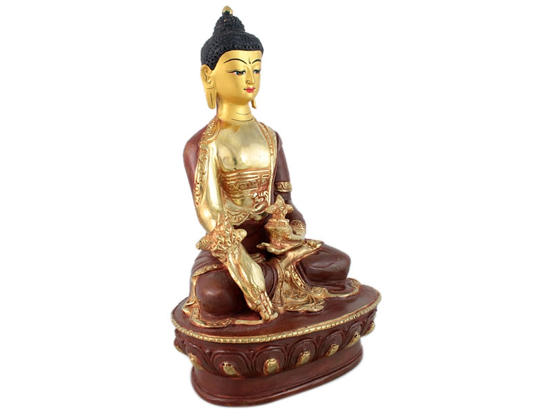 Buddha szobrok - Gyógyító Buddha szobor - Tűzarany - 21 cm   