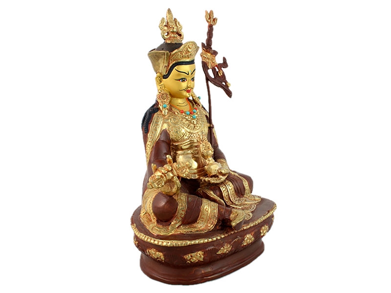 Buddha szobrok - Padmasambhava Guru Rinpoche szobor - Tűzarany - 21 cm   