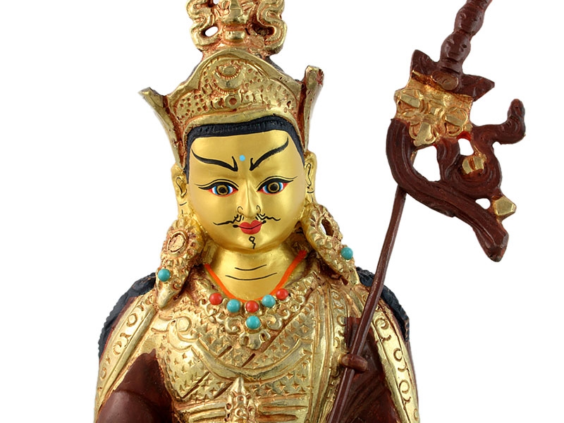Buddha szobrok - Padmasambhava Guru Rinpoche szobor - Tűzarany - 21 cm   