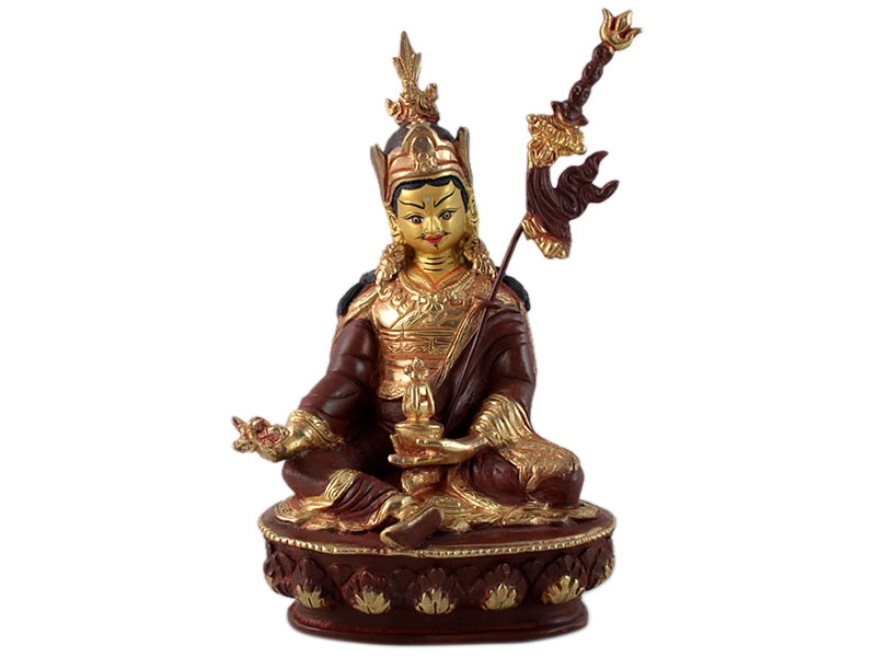 Buddha szobrok - Padmasambhava Guru Rinpoche szobor - Tűzarany - 15 cm   