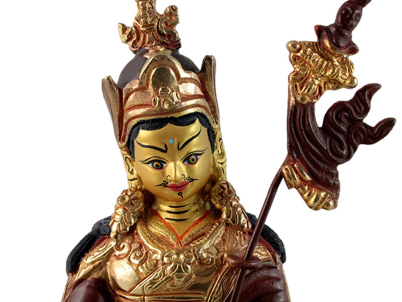 Buddha szobrok - Padmasambhava Guru Rinpoche szobor - Tűzarany - 15 cm   