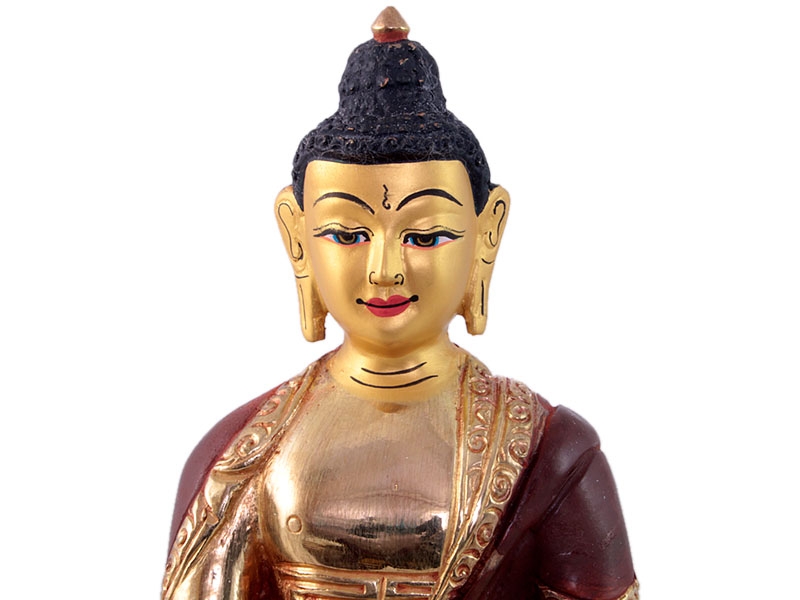 Buddha szobrok - Akshobhya Buddha szobor - Tűzarany - 15 cm   