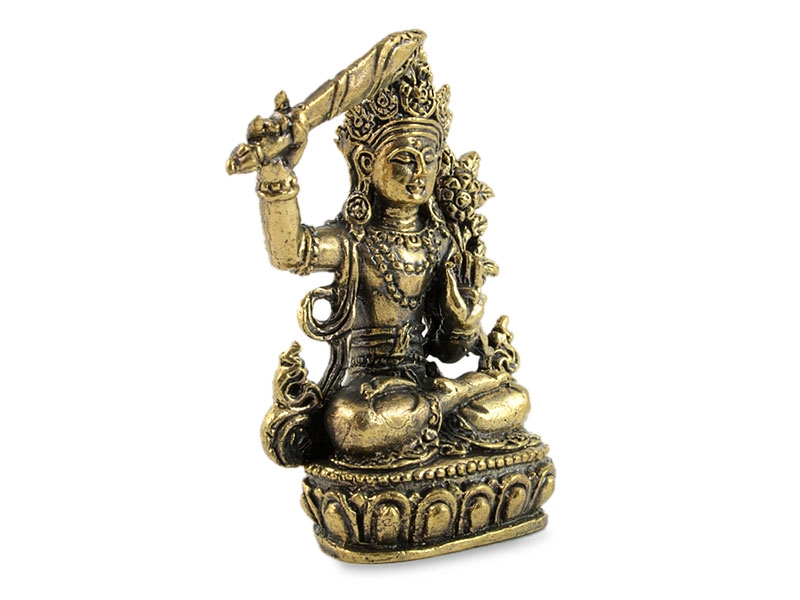 Buddha szobrok - Kis Manjushri szobor - Sárgaréz - 4 cm