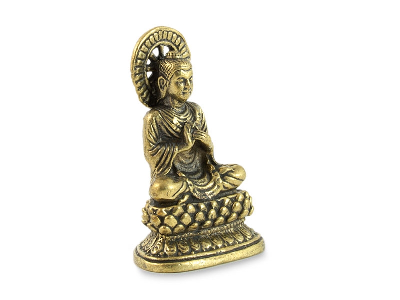 Buddha szobrok - Kis Buddha szobor - Dharmachakra Mudra - Sárgaréz - 3 cm   