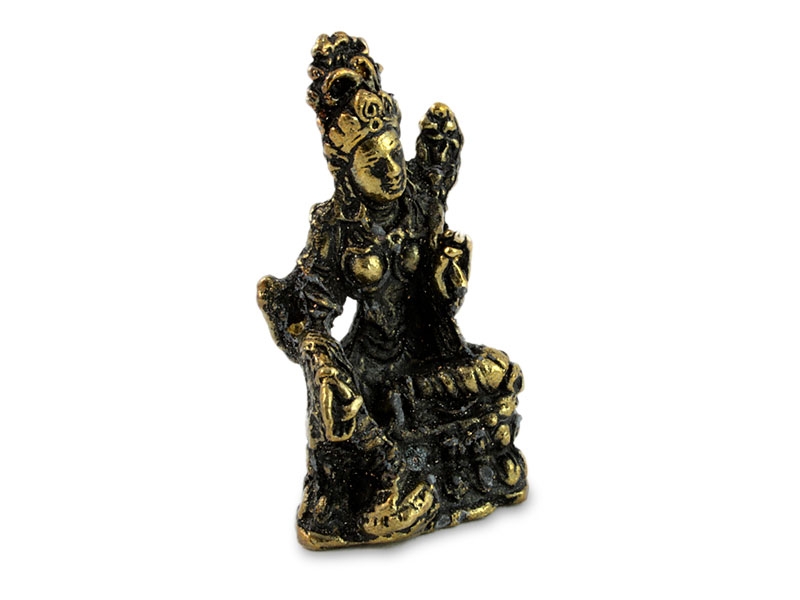 Tara szobrok - Kis Zöld Tara szobor - Sárgaréz - 3,5 cm