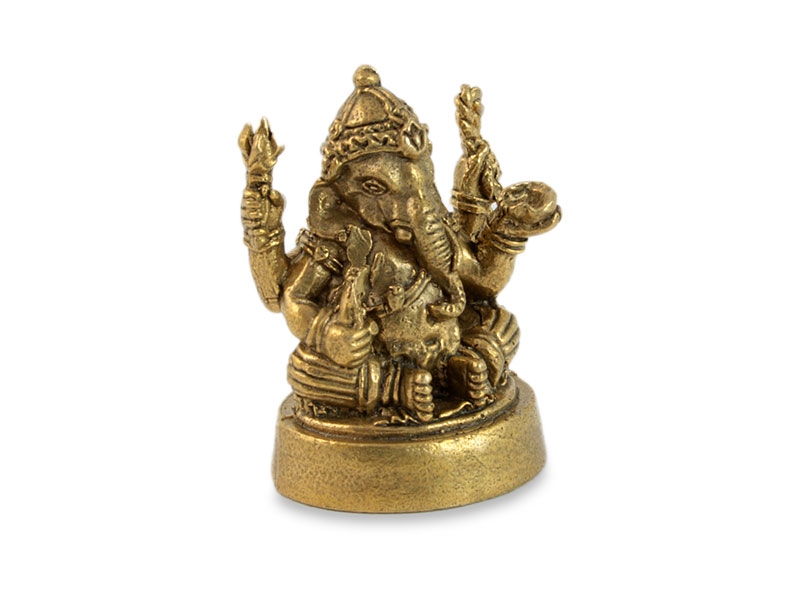 Ganésa szobrok - Kis Ganésa ülő szobor - Sárgaréz - 2 cm  Ganesha, m&aacute;s n&eacute;ven Ganapati, a b&ouml;lcsess&eacute;g &eacute 