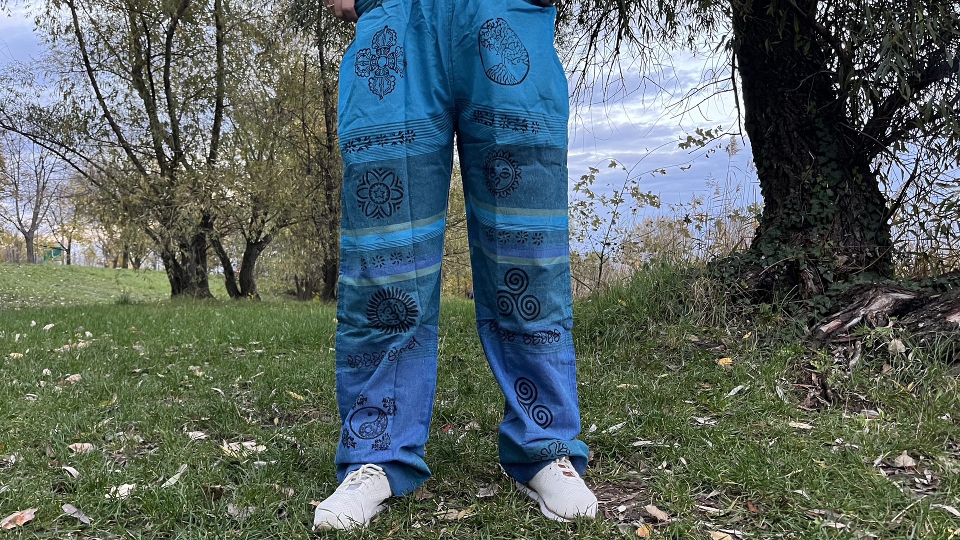 Nepáli férfi nadrág - Nepáli Unisex nadrág - Türkizkék   