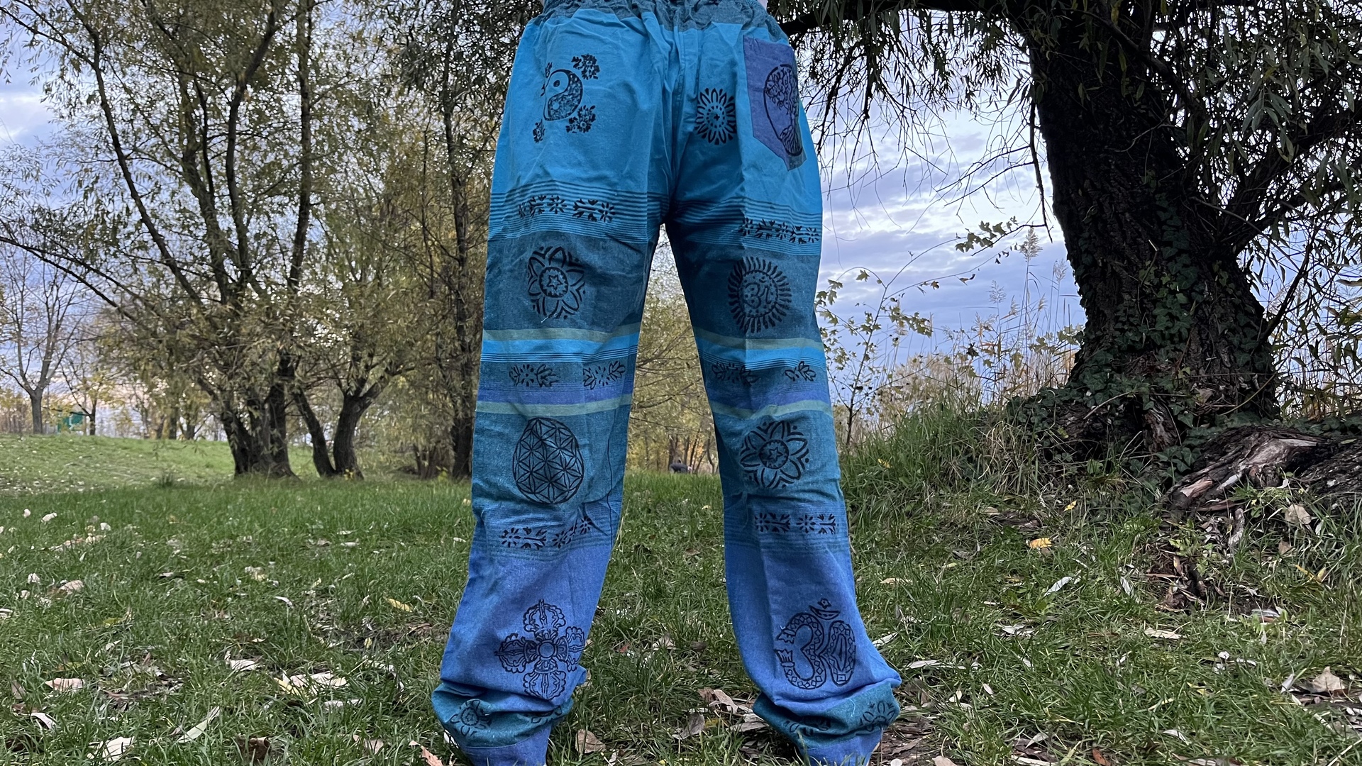 Nepáli férfi nadrág - Nepáli Unisex nadrág - Türkizkék   