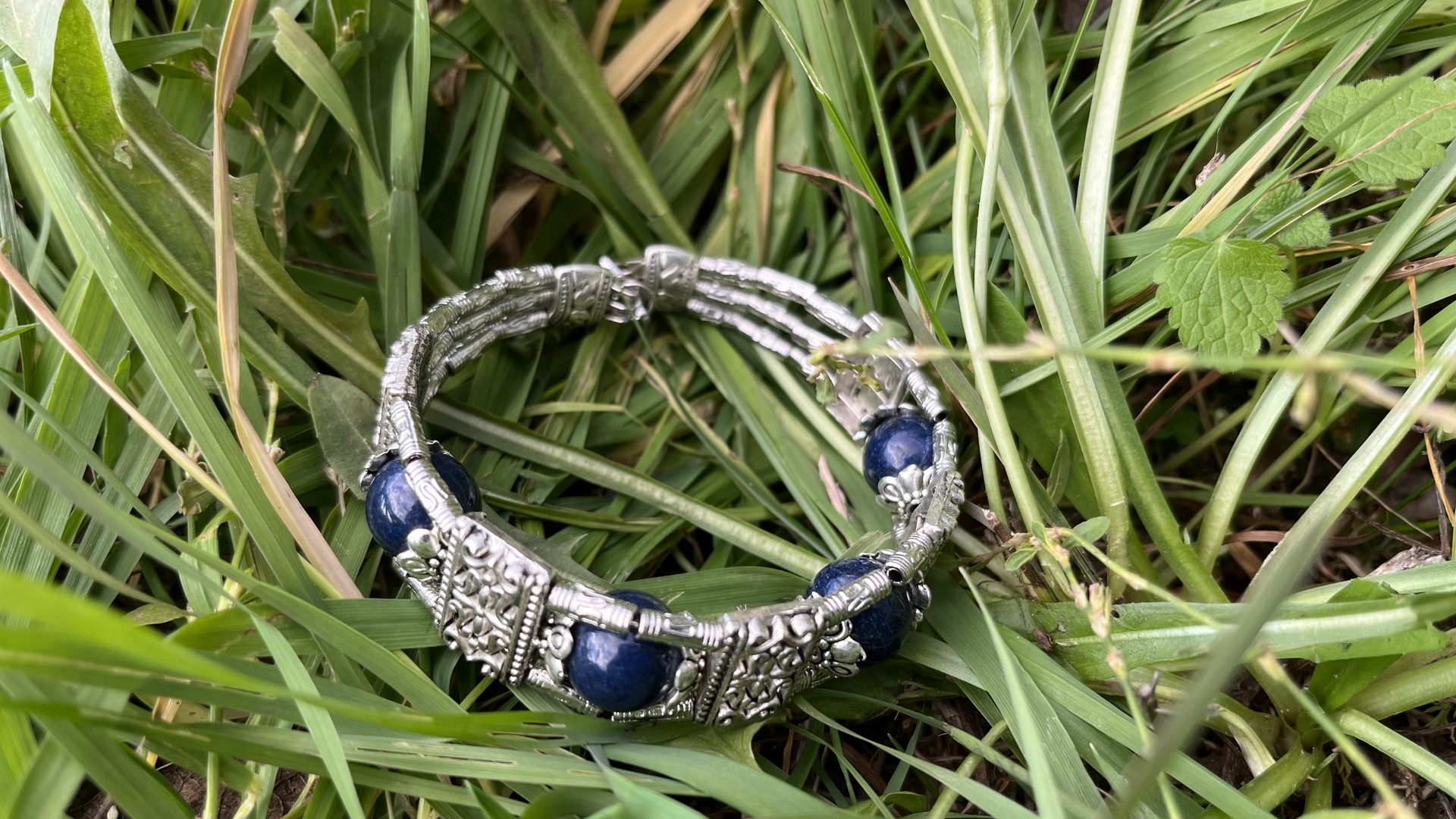 Karkötő - Tibeti ezüst - lapis lazuli karkötő   