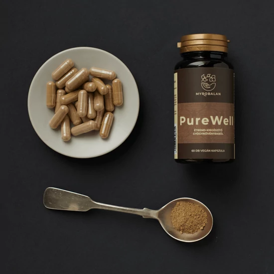 Myrobalan gyógykészítmények - PureWell béltisztító gyógynövény-komplex  60 db vegán kapszula 100% gyógynövényőrleménnyel PureWellbéltisztító&nbsp;gyógynövény-komplex<br id="isPasted">60 db vegán k 