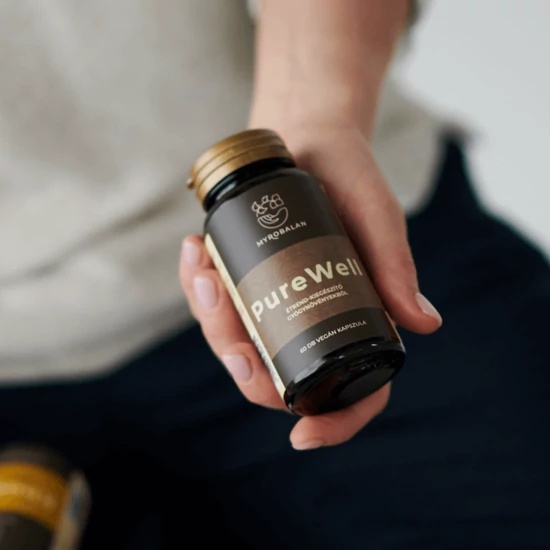 Myrobalan gyógykészítmények - PureWell béltisztító gyógynövény-komplex  60 db vegán kapszula 100% gyógynövényőrleménnyel PureWellbéltisztító&nbsp;gyógynövény-komplex<br id="isPasted">60 db vegán k 